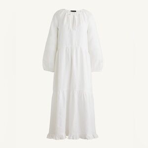 J Crew Long-sleeve tiered dress in linen BG483